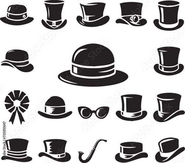 Fototapeta Top hat icon isolated on white background silhouette editable vector