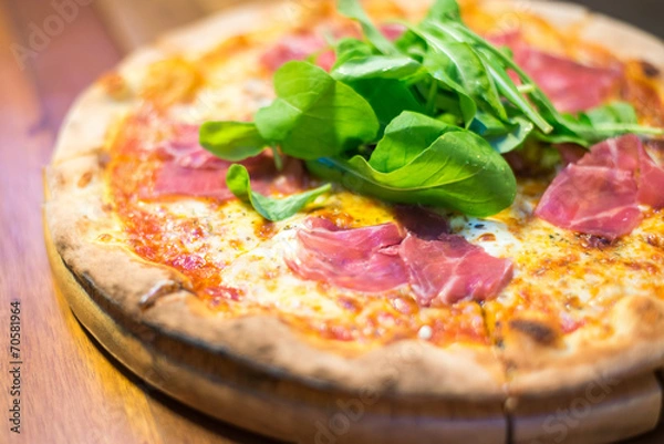 Fototapeta pizza parma ham and rocket
