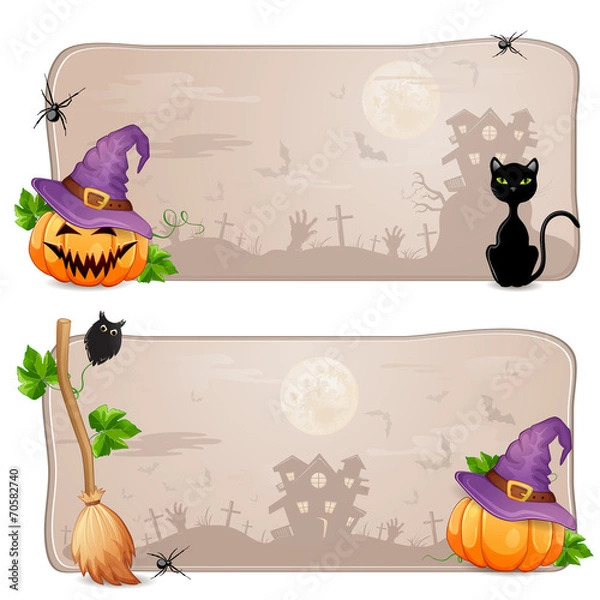 Obraz Set of two Halloween banners