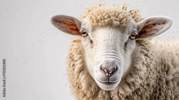 Fototapeta A group of sheep pose for the camera on a remote backdrop.