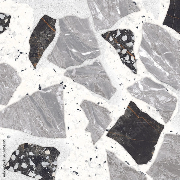 Obraz White and black marble texture background floor decorative stone interior stone pattern.