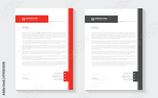 Fototapeta Corporate modern letterhead design template. creative modern letterhead design template for your project. Printable A4 size, Template. Elegant editable letterhead design. Minimal, professional