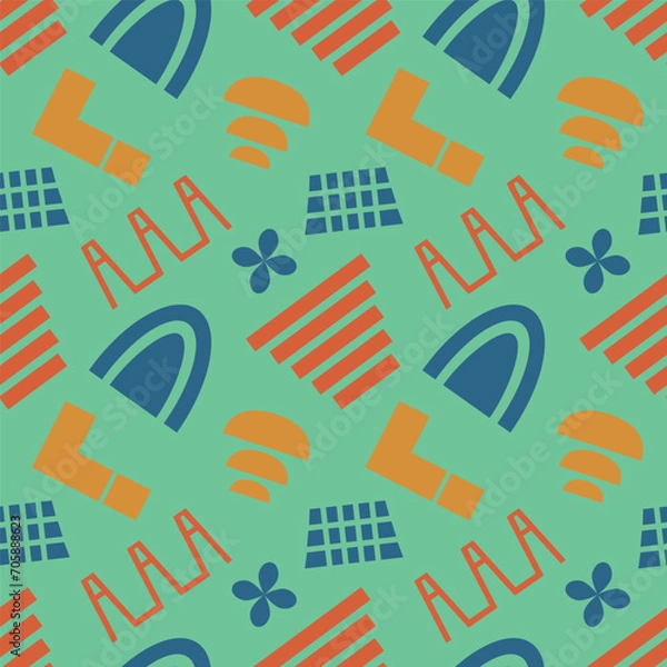 Obraz Abstract shapes backgrounds. Brutal contemporary figure patterns. Geometric pattern in trendy retro brutalist style.