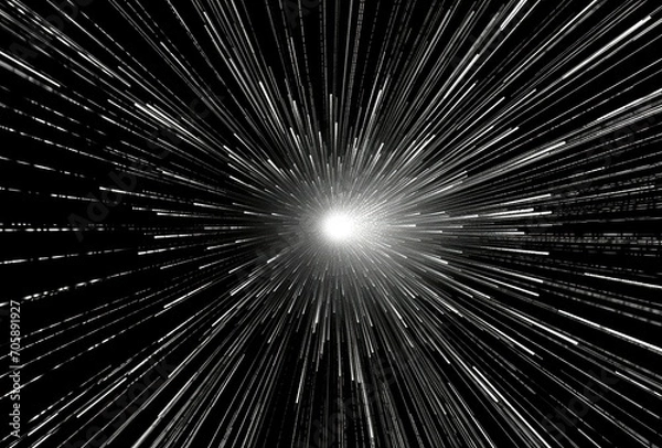 Fototapeta Black and White Photo of a Star Burst in Clear Skies at Night