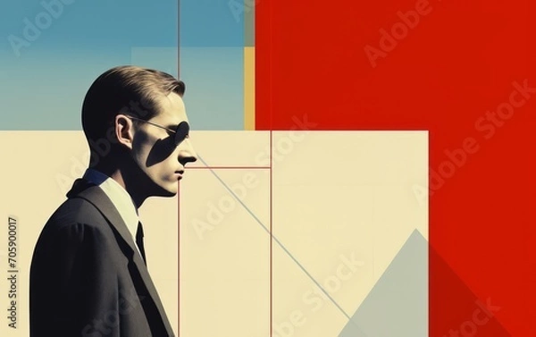 Obraz quadro con uomo stile bauhaus