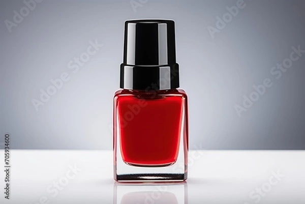 Fototapeta Bottle of red nail polish on white background
