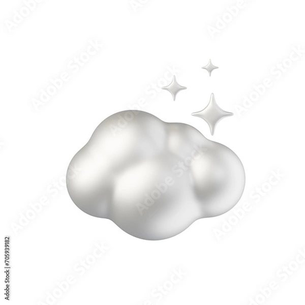 Fototapeta cloud star silver white material 3d rendered weather icon for ui design or web banner transparent background