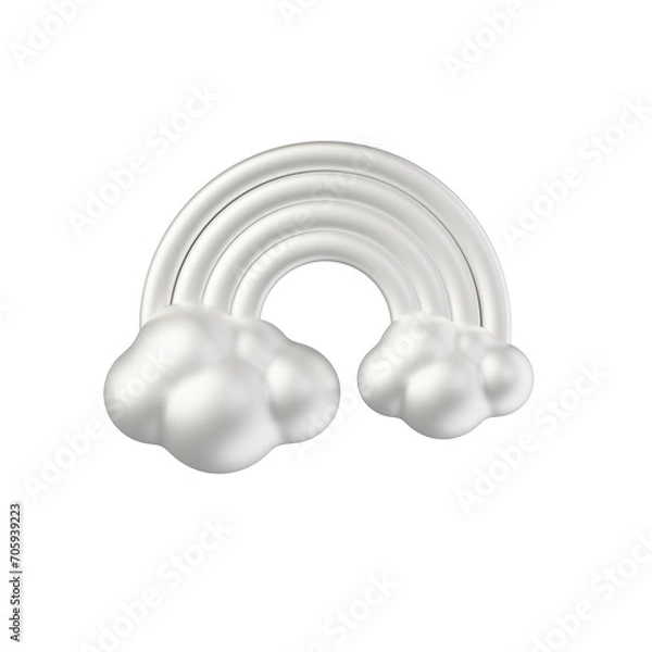 Fototapeta rainbow cloud silver white material 3d rendered weather icon for ui design or web banner transparent background