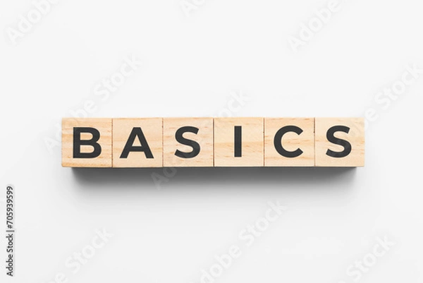 Obraz Basics wooden cubes on grey background