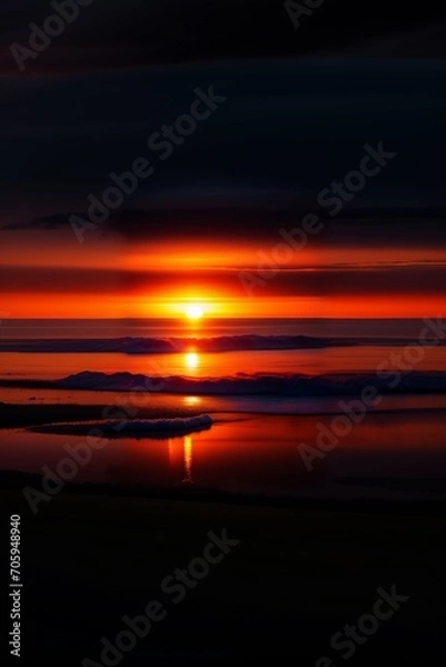 Fototapeta Puesta de sol dramática sobre el mar 
