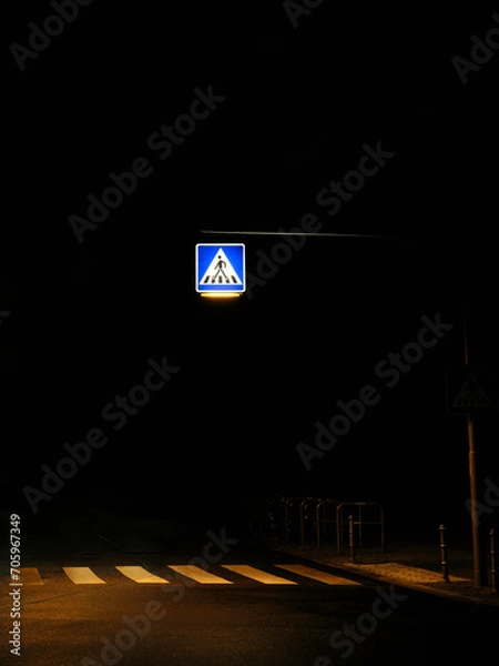 Obraz Illuminated crosswalk at night