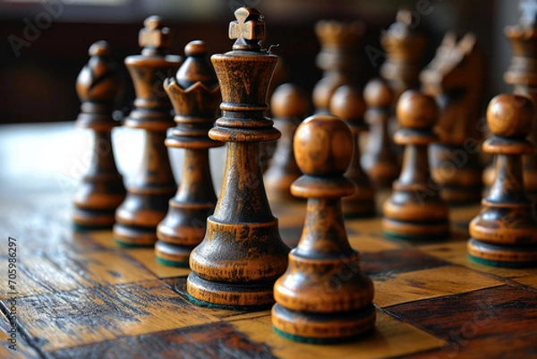 Fototapeta Chess Pieces in a Thoughtful Position