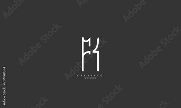Fototapeta Alphabet letters Initials Monogram logo FK KF F K