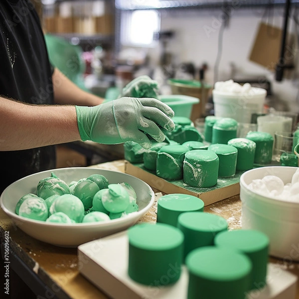 Obraz Handmaking Green, St. Patrick's Day Soaps, Bath Bombs