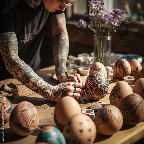 Obraz Detailed, Hand painting, Decorating Eggs