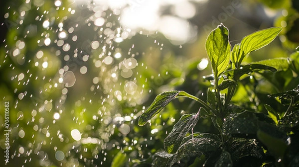 Obraz rain drops on leaves