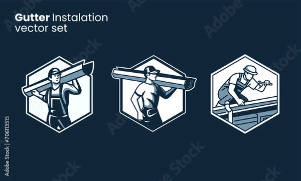 Obraz gutter roofing instalation vector design free