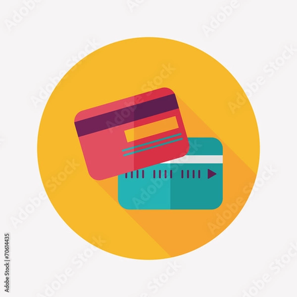 Fototapeta credit card flat icon with long shadow