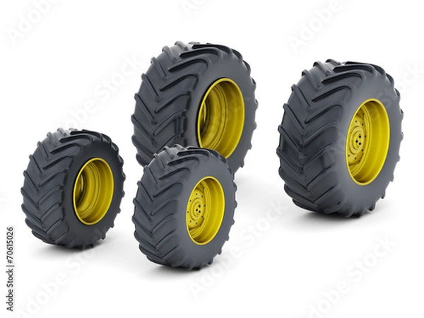 Fototapeta Tractor wheels isolated