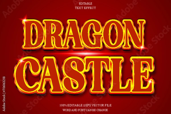 Fototapeta Dragon castle Editable Text Effect