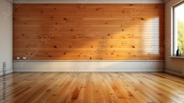 Fototapeta view Insulated walls and wooden parquet floor in empty room