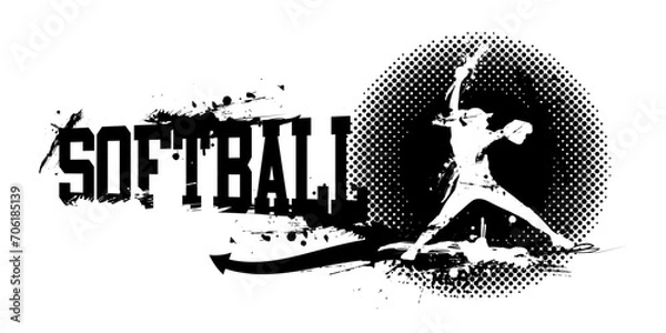 Obraz Softball Banner Vector Illustration