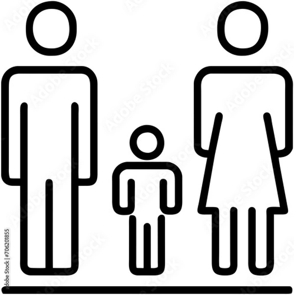 Obraz flat family iocn black and white