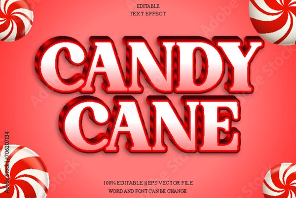 Fototapeta Candy Cane Editable Text Effect Emboss Gradient Style