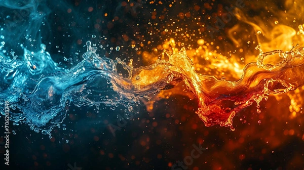 Obraz Fire Clashing With Water Concept Background