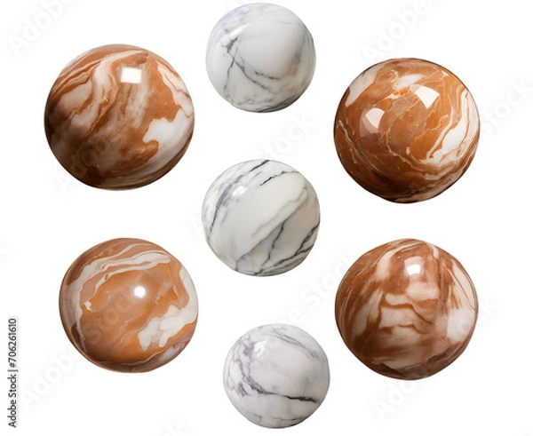 Fototapeta Beautiful polished textured stones with a white background