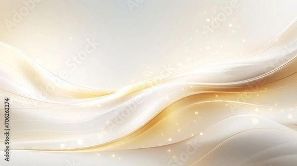 Obraz Luxury with golden curve light effect decoration and bokeh white background.