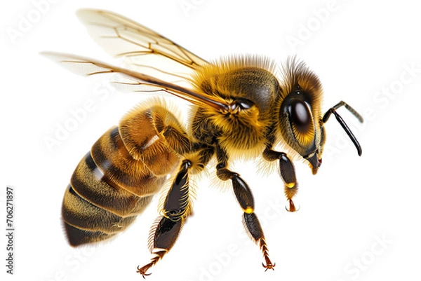 Fototapeta Honey bee flying. Western honey bee species closeup