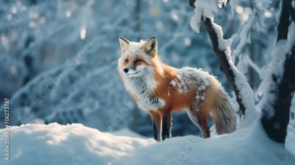 Obraz A fox standing in the snow
