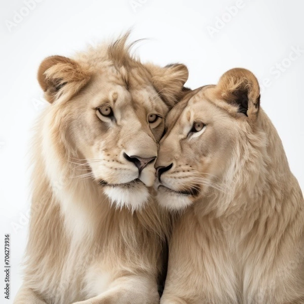 Obraz A couple of lions cuddling
