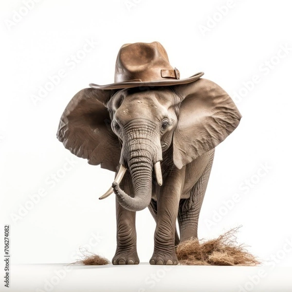 Obraz An elephant wearing a hat
