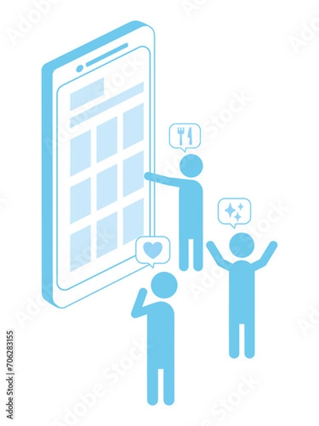 Fototapeta スマホでオンラインショッピングをする人のイラスト素材