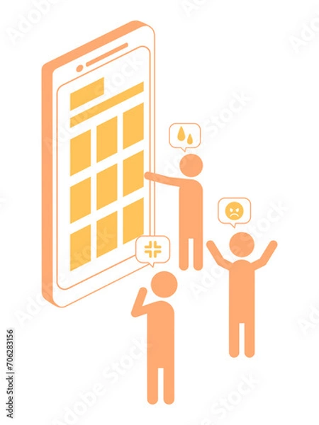 Obraz スマホで批判をする人のイラスト素材