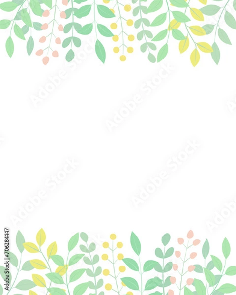 Fototapeta 緑色の植物が生えるベクターフレーム素材