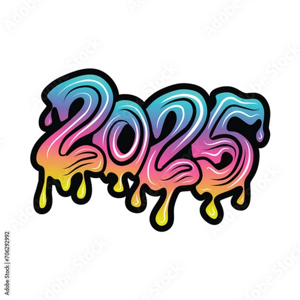 Obraz happy new year 2025 graffiti typography art illustration
