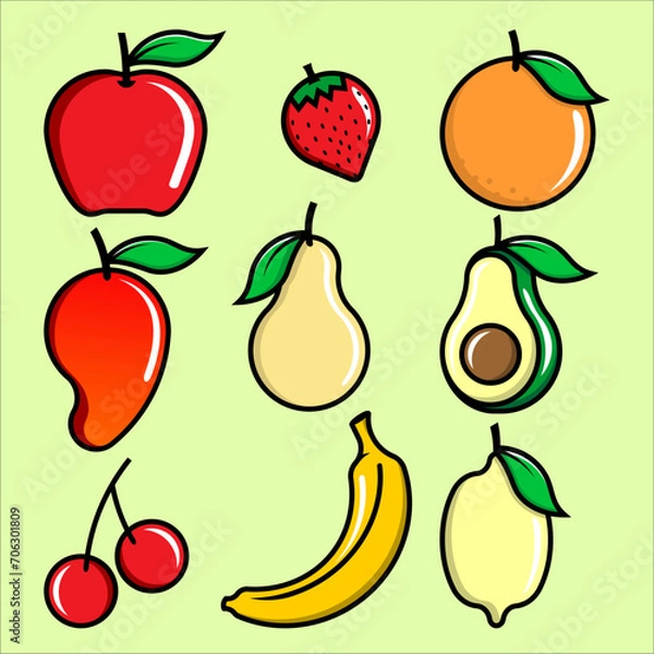Obraz EPS vector hand drawn fruit collection