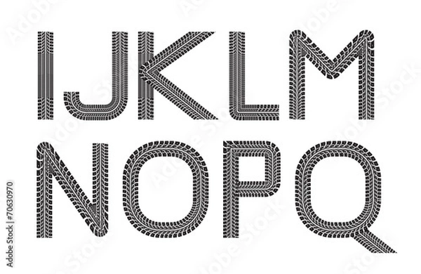 Fototapeta Tire tracks font