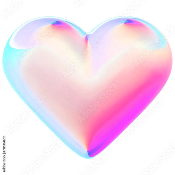 Obraz Purple Holographic 3D Heart. Iridescence hearts in 3D style.