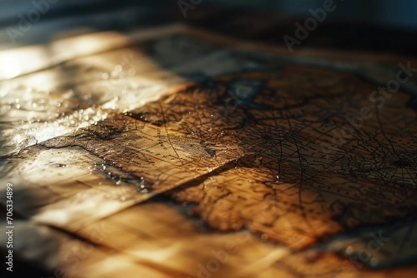 Obraz A close-up view of a map placed on a table. This versatile image can be used for various purposes