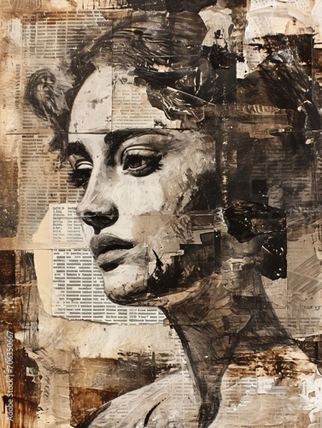 Obraz Incorporate vintage newspaper clippings into a weathered page