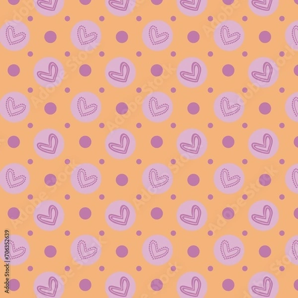 Fototapeta Seamless pattern with hearts and dots