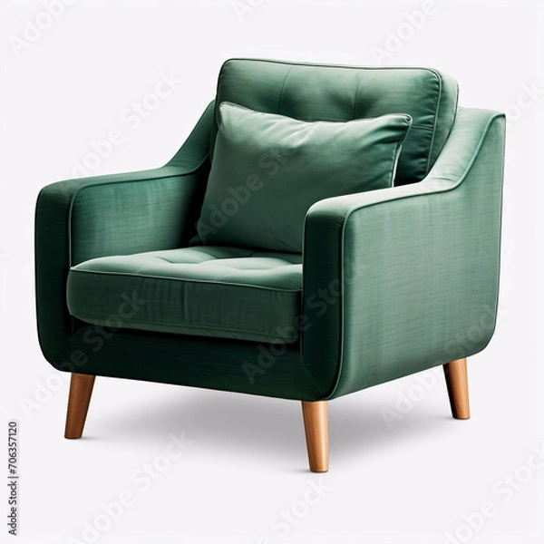 Fototapeta photography of a green armchair isolated on a transparent background created with Generative Ai