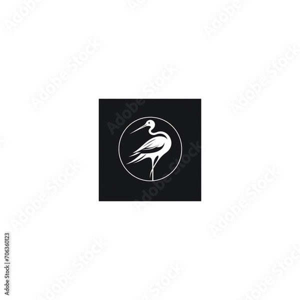 Fototapeta stork line logo minimalist