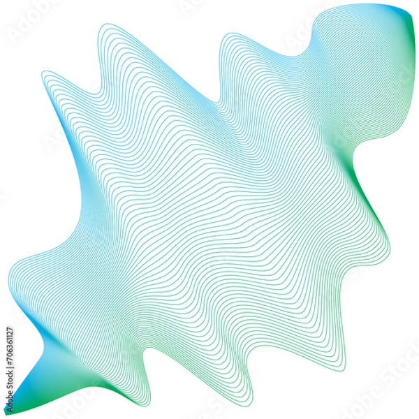 Fototapeta Green and Blue Abstract Gradient Wave Distorted Shape