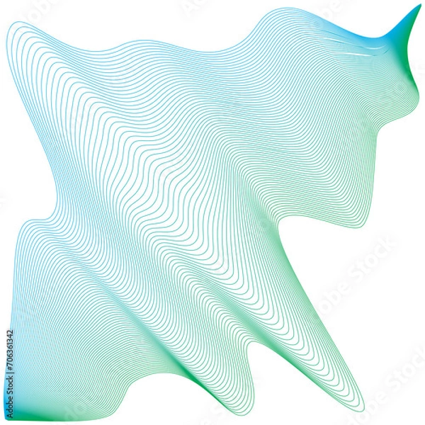 Fototapeta Green and Blue Abstract Gradient Wave Distorted Shape