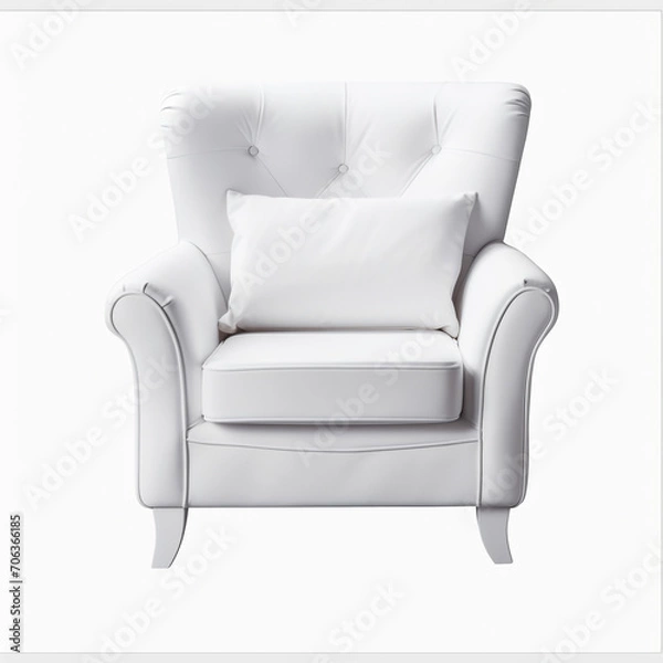 Fototapeta photography of a white armchair isolated on a transparent background created with Generative Ai